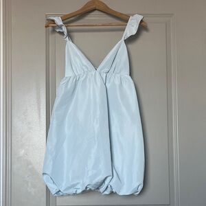 Bubble Hem Babydoll Mini Dress | Light Blue | XXS